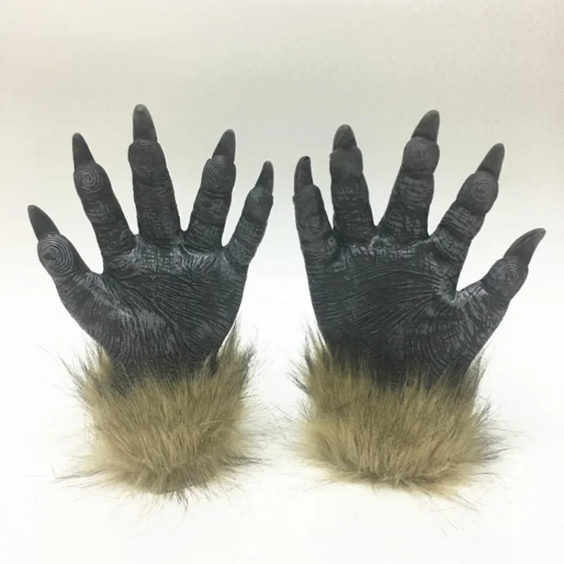 Werewolf Costume Mask Wolf Gloves Costume Halloween Latex Rubber Wolf Head Hair Mask - View 5