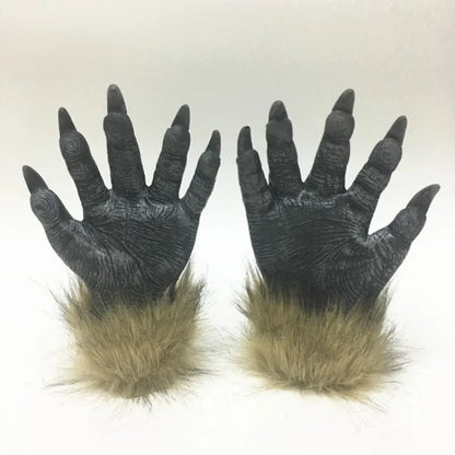 Werewolf Costume Mask Wolf Gloves Costume Halloween Latex Rubber Wolf Head Hair Mask - View 5