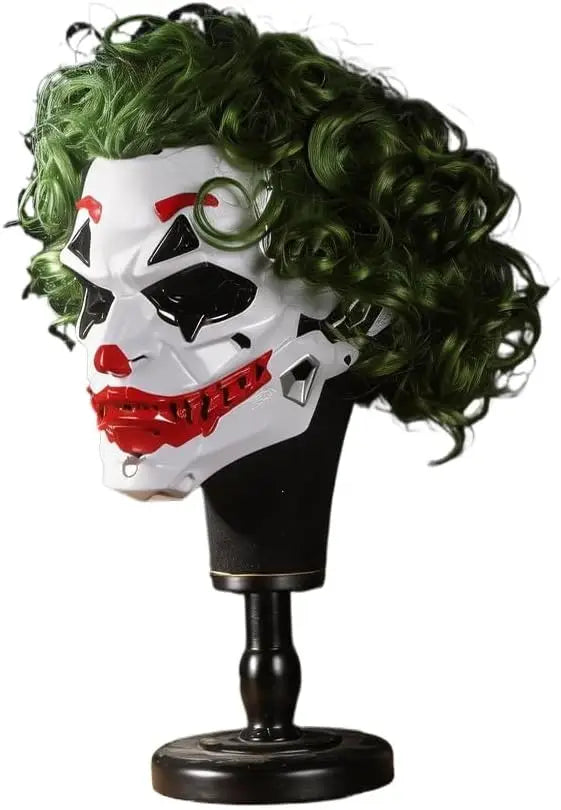 Full Face Costume Mask with Dreadlock-Style Hair – Green or White