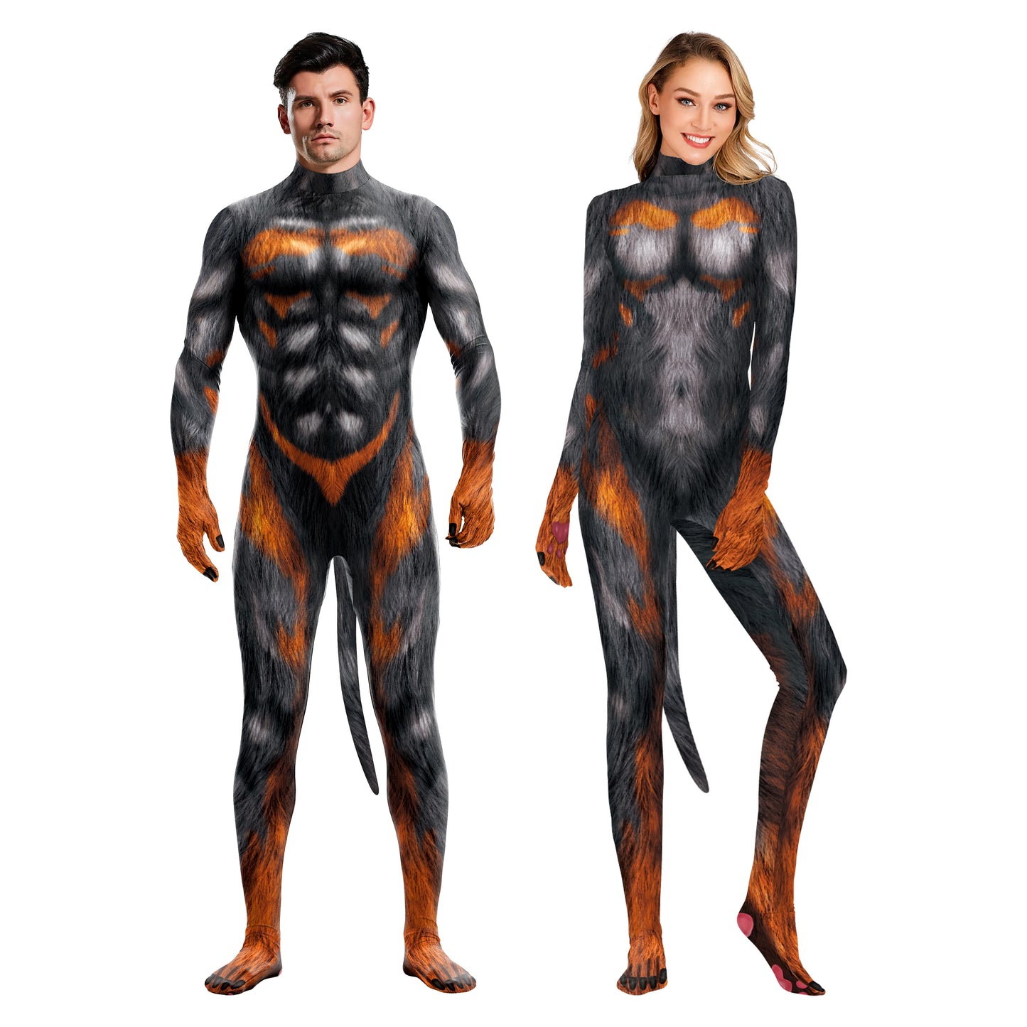 Adult Animal Elastic Fitness full bodysuit tail Whole Zentai Costume - alternate view 2