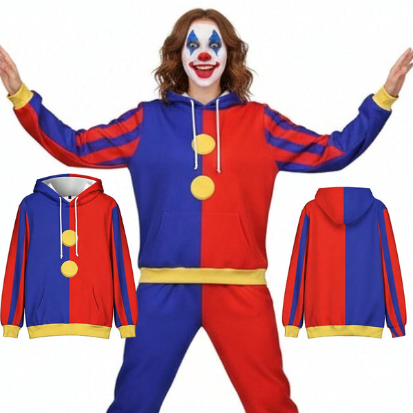 Women's Pomni Cosplay Costume Men Pomni Hoodie Cartoon Character Clowns Pullover Sweatshirt Halloween - product image 1