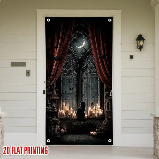 1 Piece of Halloween 2D Curtain Multi-season Hanging Decoration Strip with Night Light - MULTI / 90X180cm