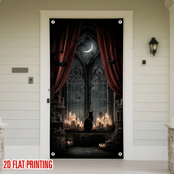 1 Piece of Halloween 2D Curtain Multi-season Hanging Decoration Strip with Night Light - MULTI / 35.4 × 70.9 in (90 × 180 cm)