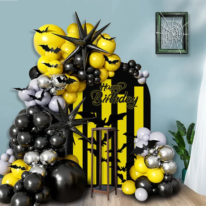 113-Piece Halloween Spider-Themed Balloon Arch Set, Black, Yellow, and Silver Balloons with 3D Spider - product image 3