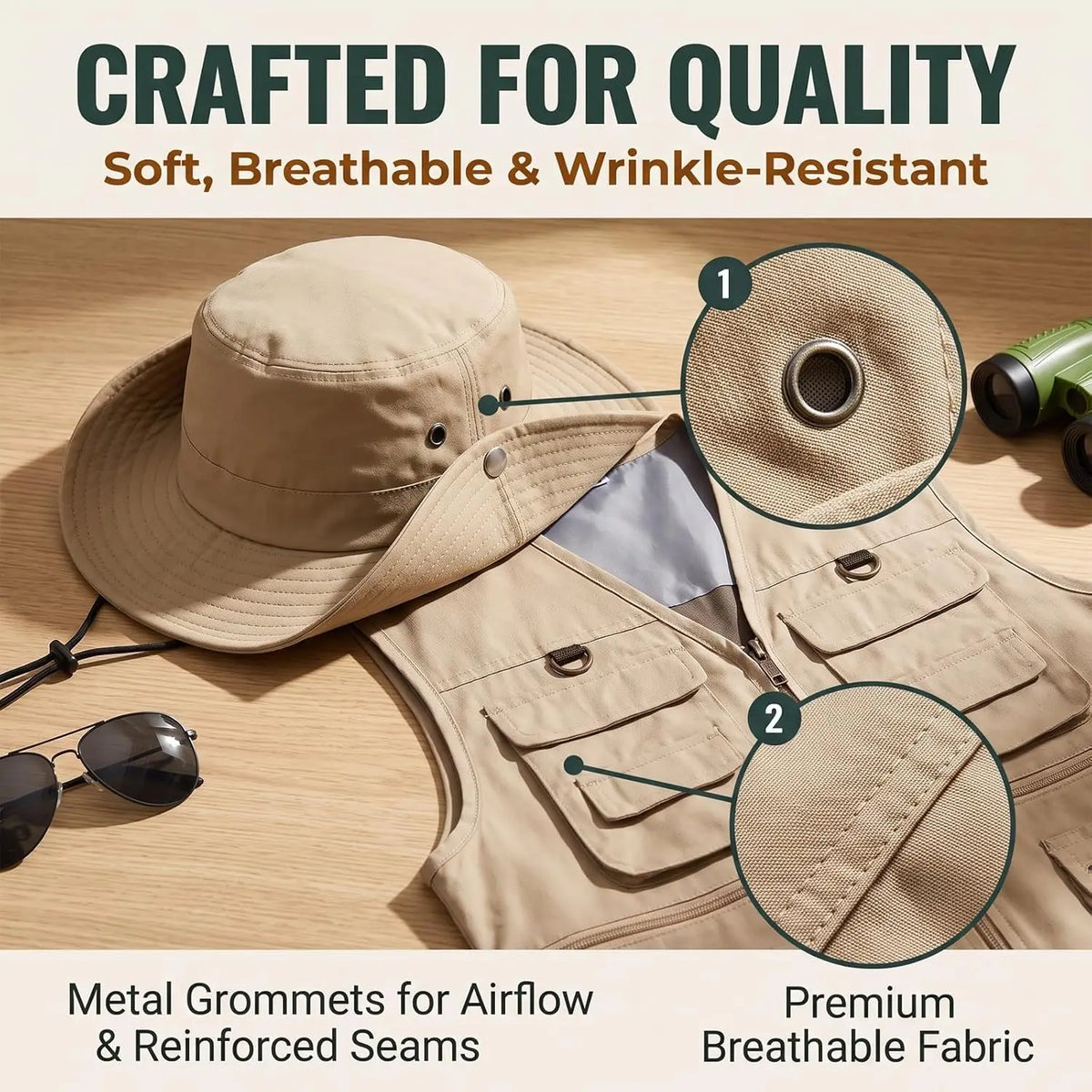 Men's Safari Explorer Costume Set – Vest, Hat & Sunglasses