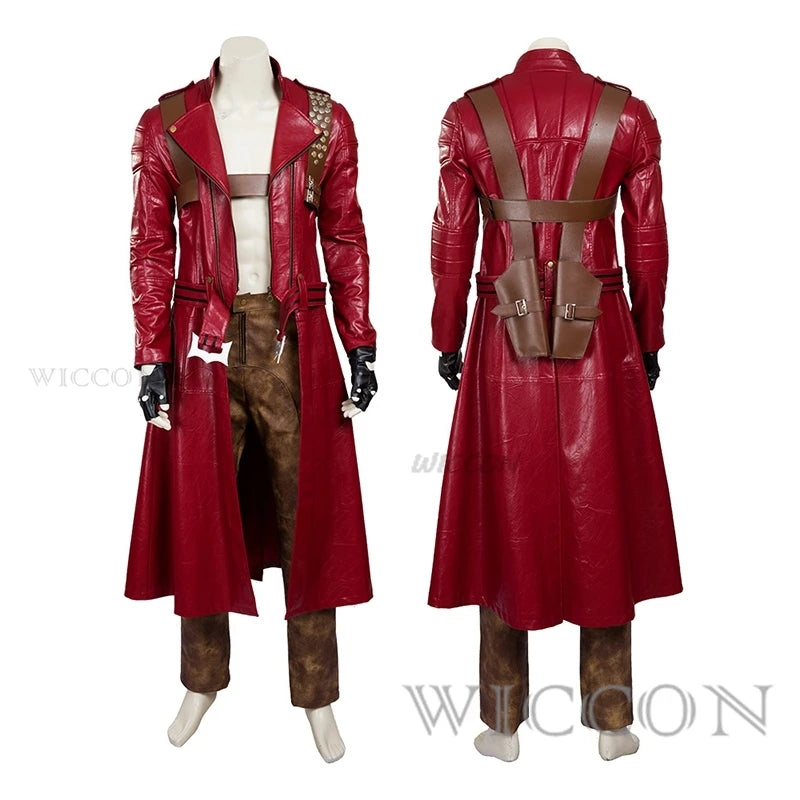 Costumes Dante Men's Game Uniforms Wig Red Poncho Jacket Set Halloween Costumes Costume - CW / XS（old）