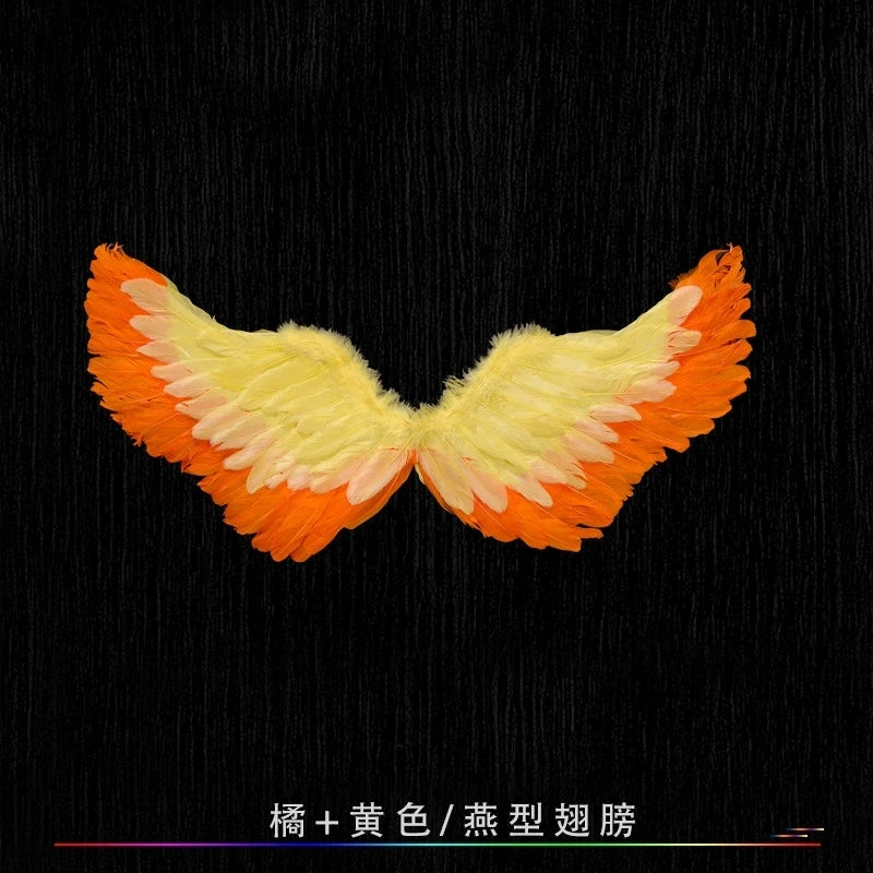 Creative Angel Feather Wings with Elastic Straps Bright Color Lightweight Wings