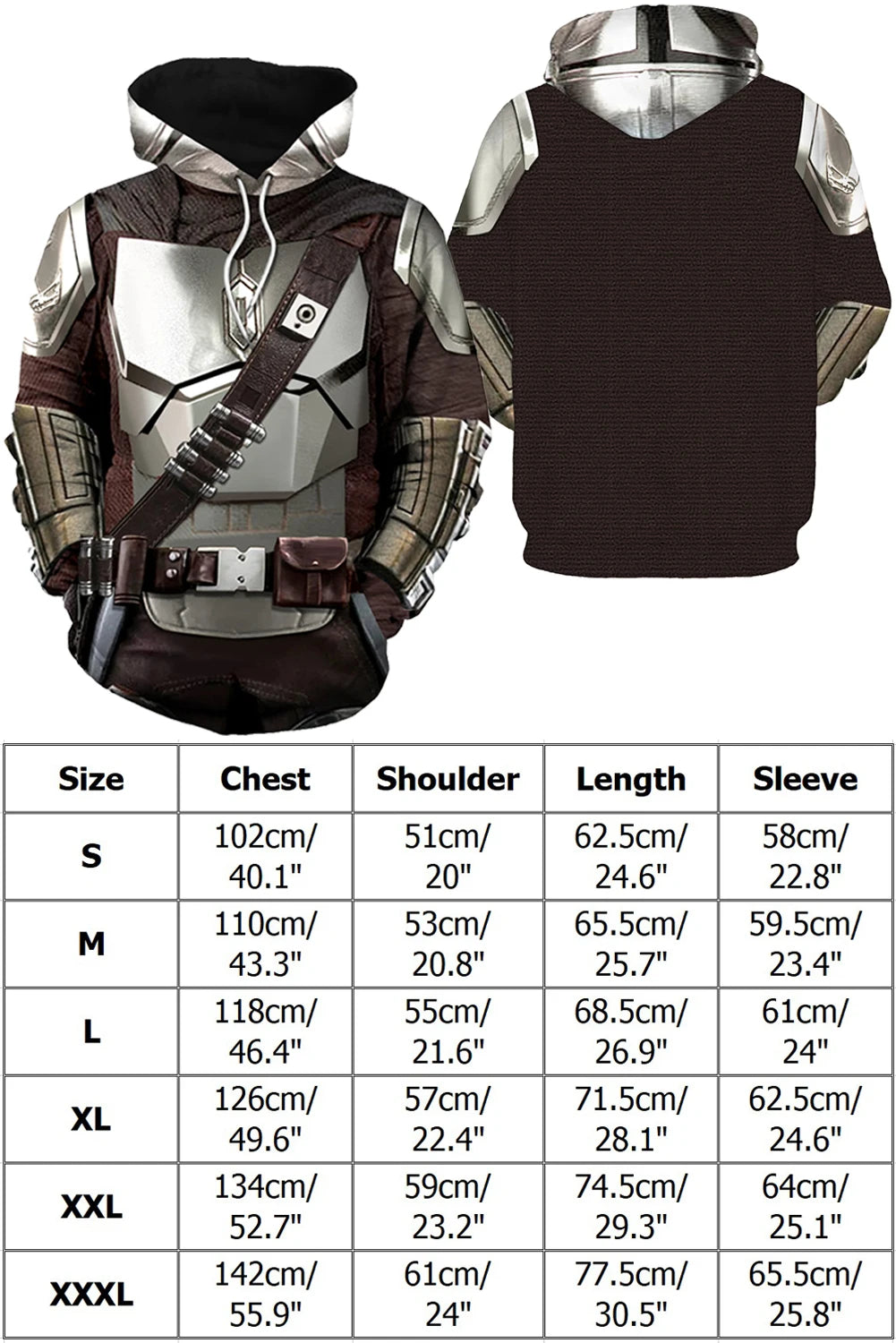 Din Djarin Costume Adult Kids Battle Armor Printed Hoodie Pant Movie Space Bounty Hunter - Hoodie B / XS（old）