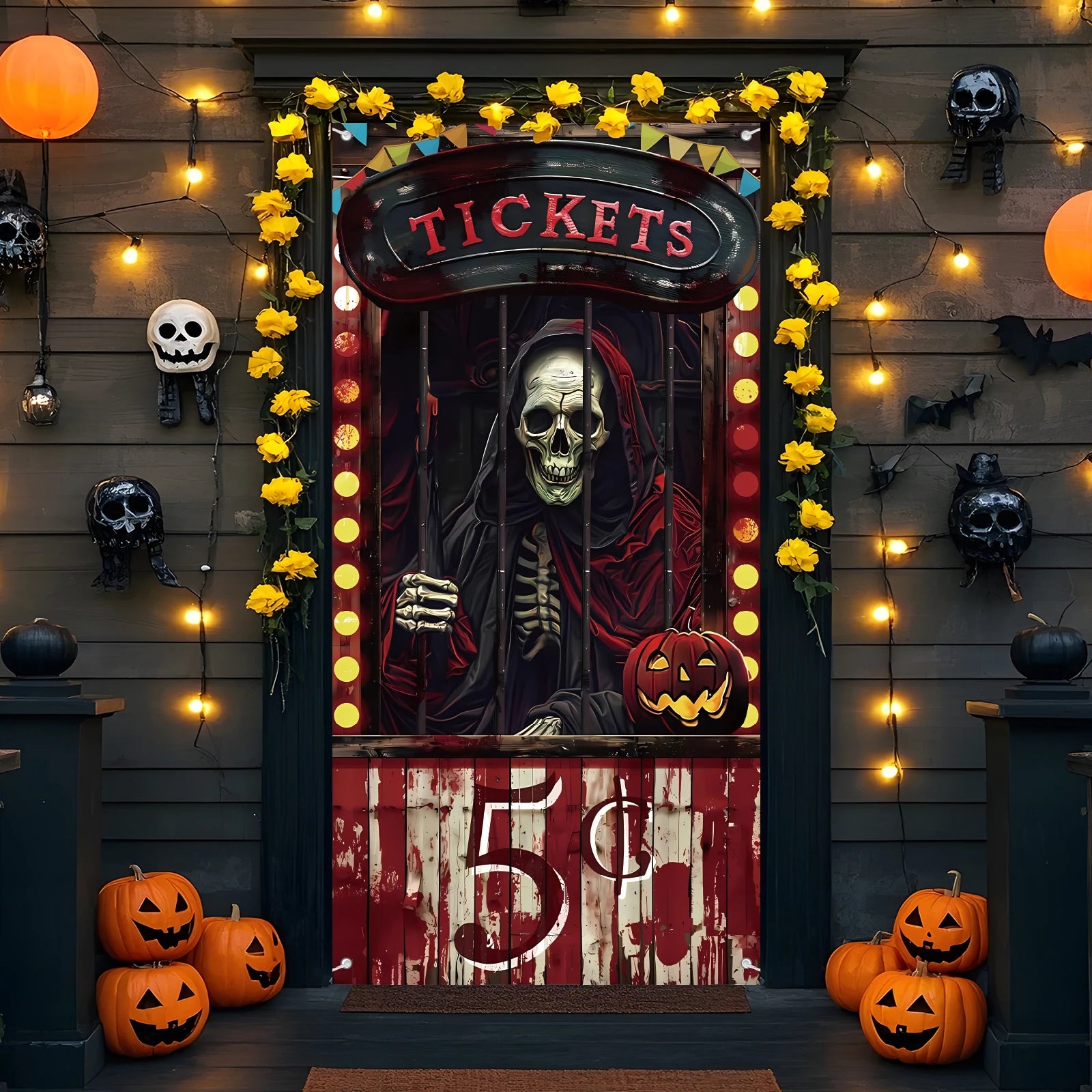 Halloween Door Decorations Halloween Door Cover Evil Circus Bloody Backdrop - product image 4