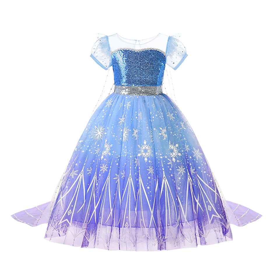 Kids' Princess Long-Haired Tower Princess Snow Kingdom Princess Ice Queen Princess Birthday Costume - alternate view 22