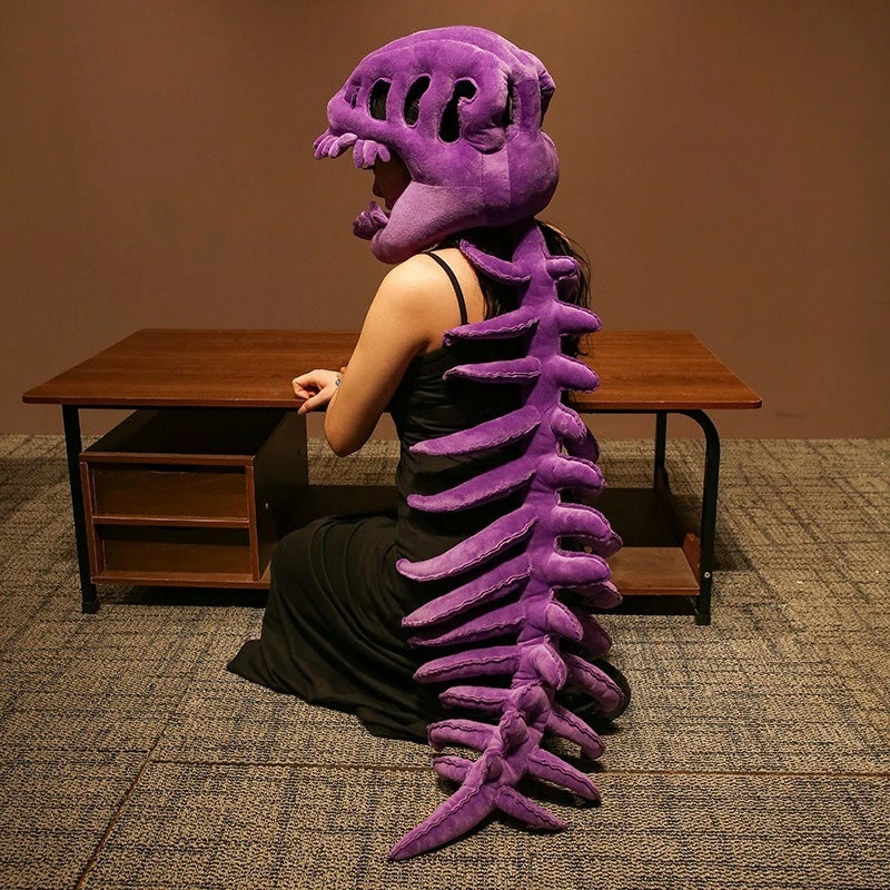 Dinosaur Skeleton Funny Headgear Plush Hat Male Cosplay Doll Funny Skeleton Gray Purple Grass Green Halloween - product image 8