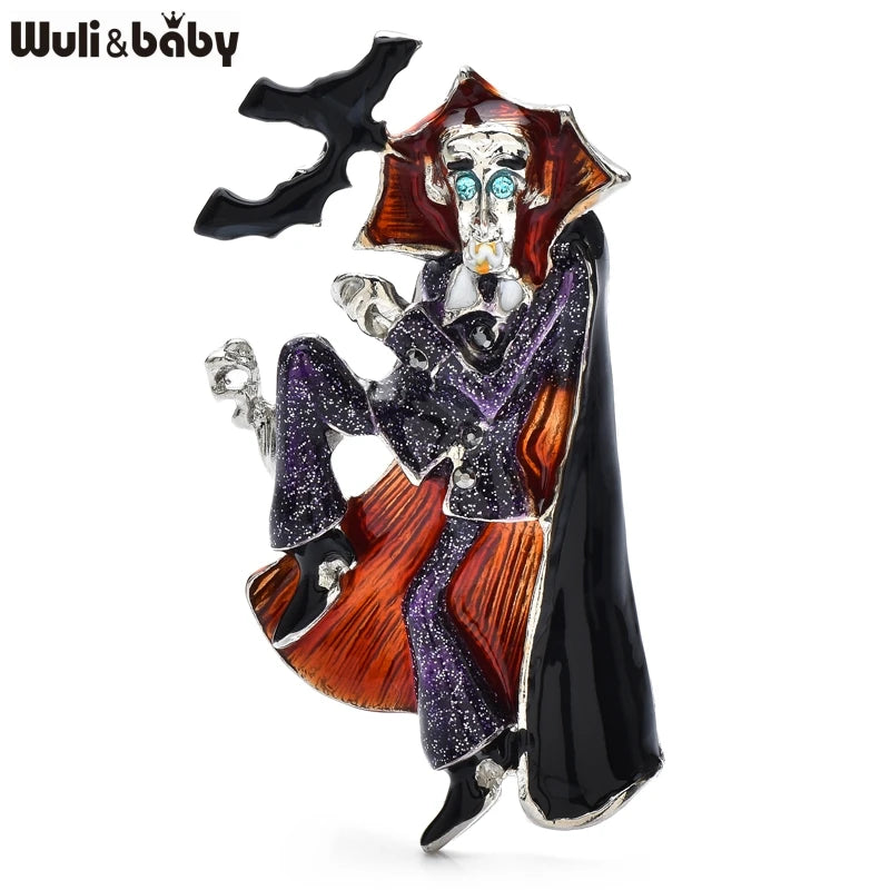 Wuli&baby Halloween Male Witch Brooch Pin Enamel Dracula Vampire Badge - product image 1