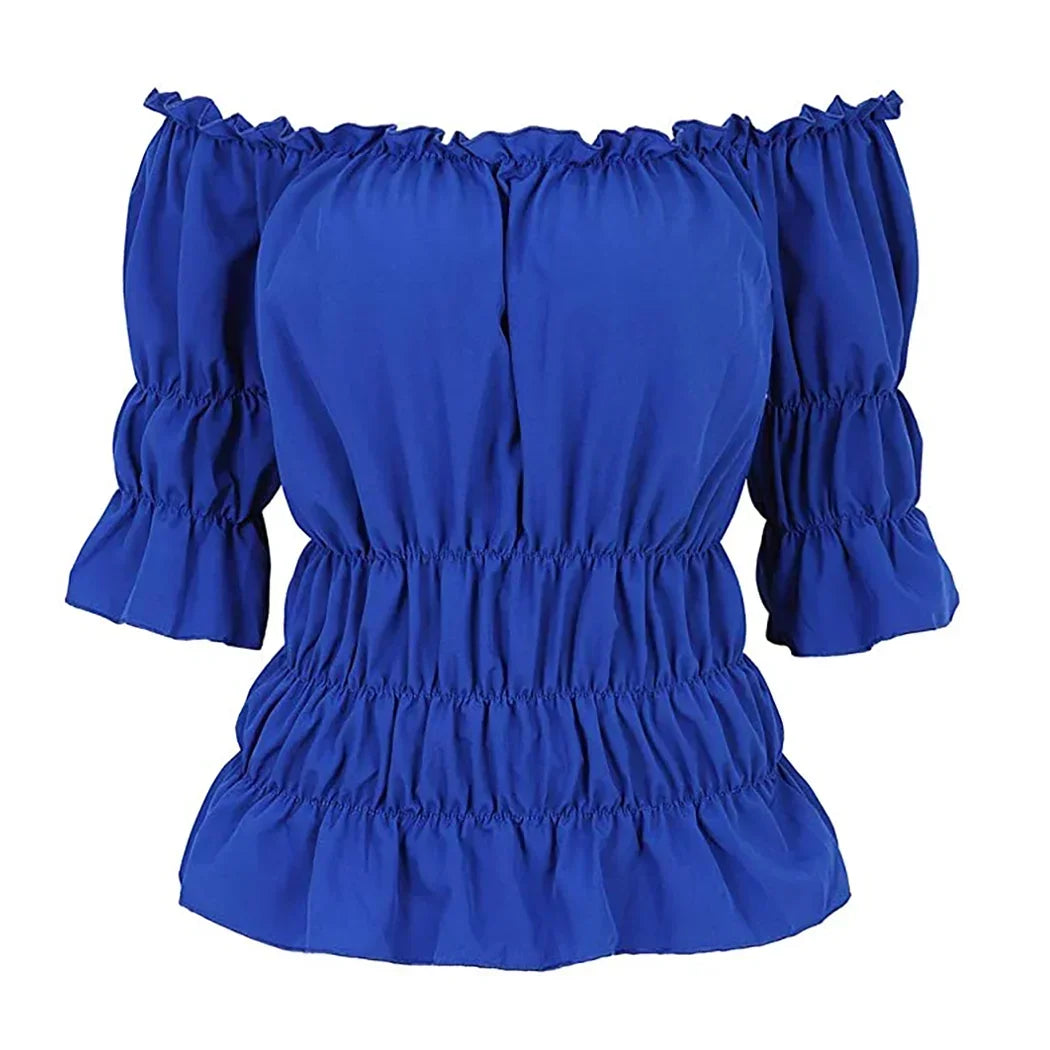 Pirate Blouse Women Medieval Peasant Costume Off Shoulder Sleeves Shirt Steampunk