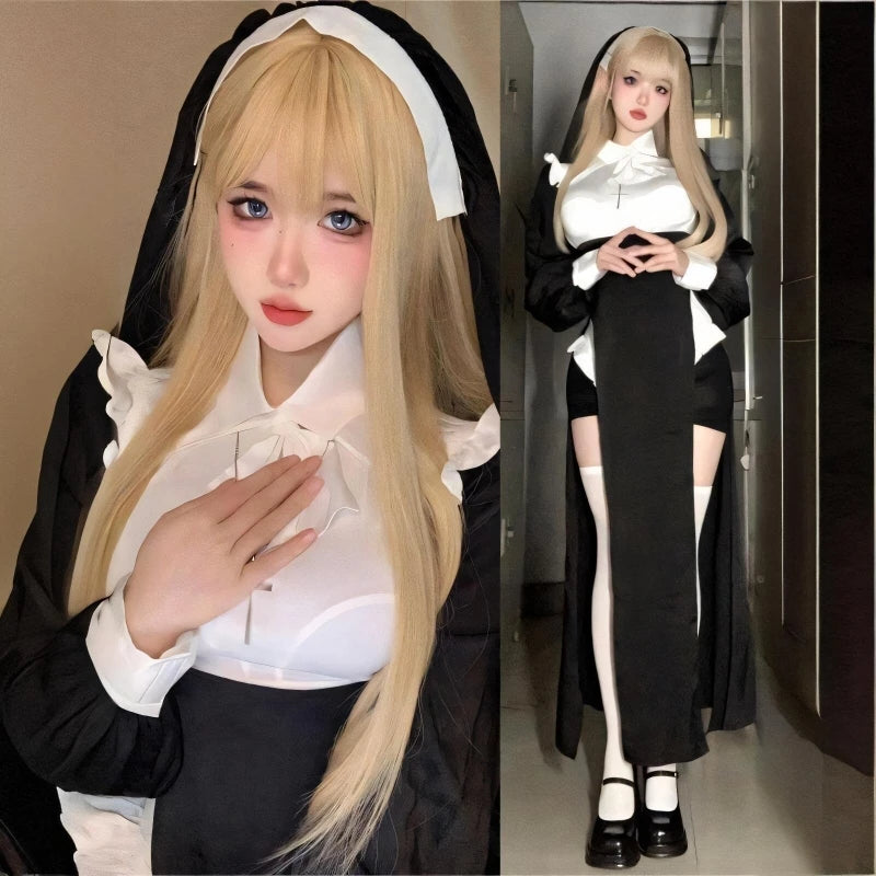 Women's Nun Sexy Transformation Elegant Slimming Maid Style Costume