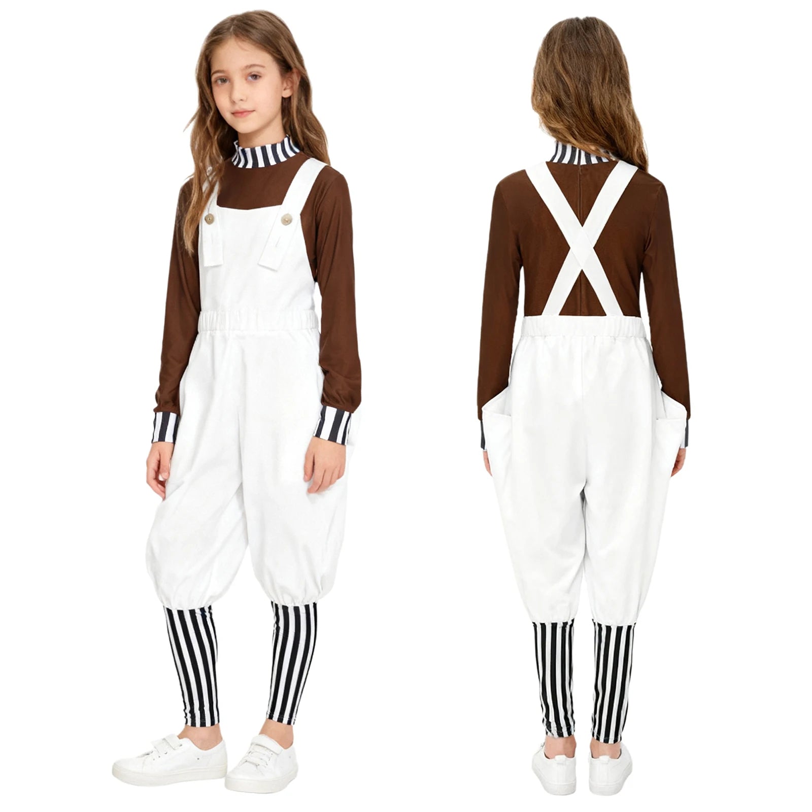 Kids Girls Halloween Chocolate Factory Worker Costume Theme Party Movie Character Cosplay Dress Up Short - product image 6