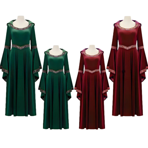 Medieval Retro Gothic Hoodie Witch Long Dress Women Halloween Victorian Vampire Wizard Devil Cosplay Party - product image 1