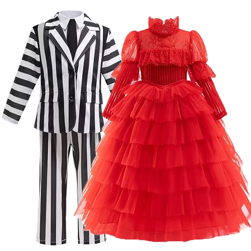 Halloween Cosplay Costume Black Society Master Stripe Cosplay Suit Set Performance Dress Classic