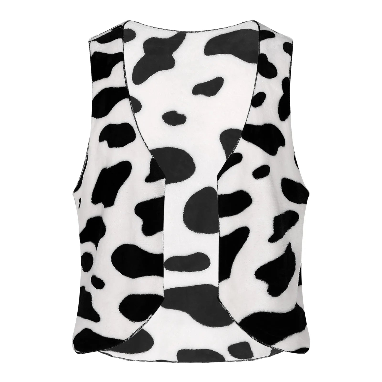 Men's Hippie Cowboy Cardigan Tops Cow Print Vest Top Halloween Costume - Black / M