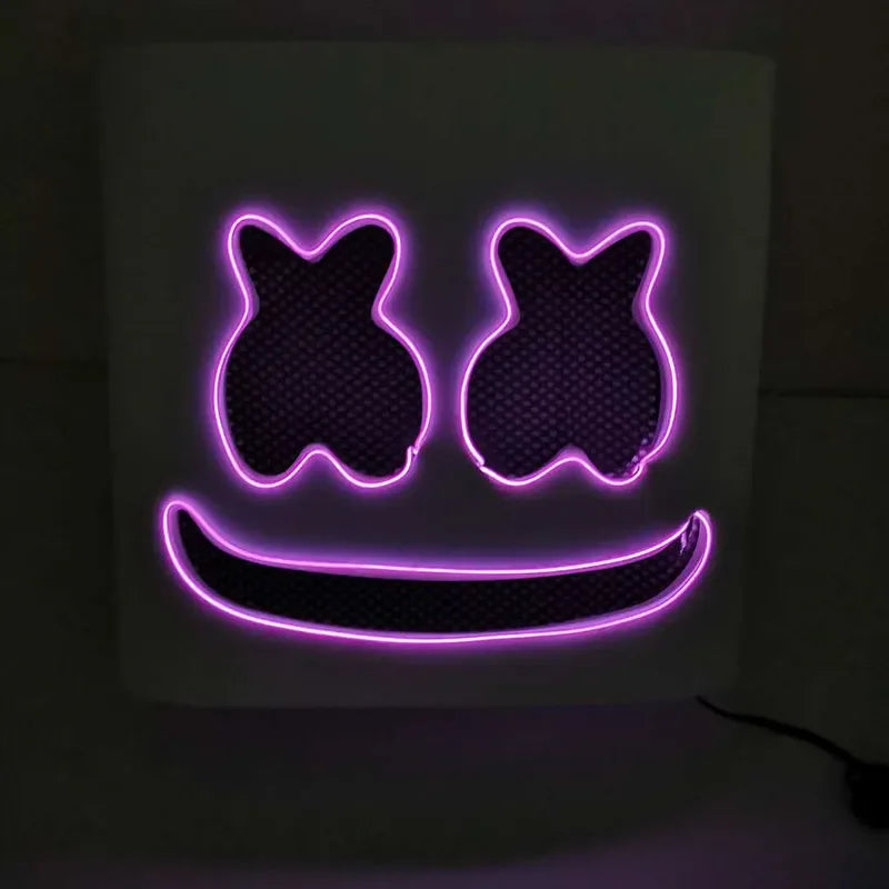 DJ Music Festival Props Full Head with Flashing Style Glow Marshmello LED Mask - alternate view 8