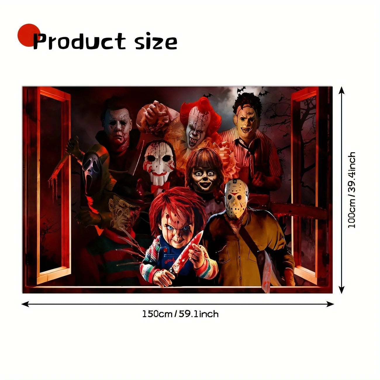 Halloween Horror Backdrop Banner Decorations, Fabric Scary Birthday Party - product image 3