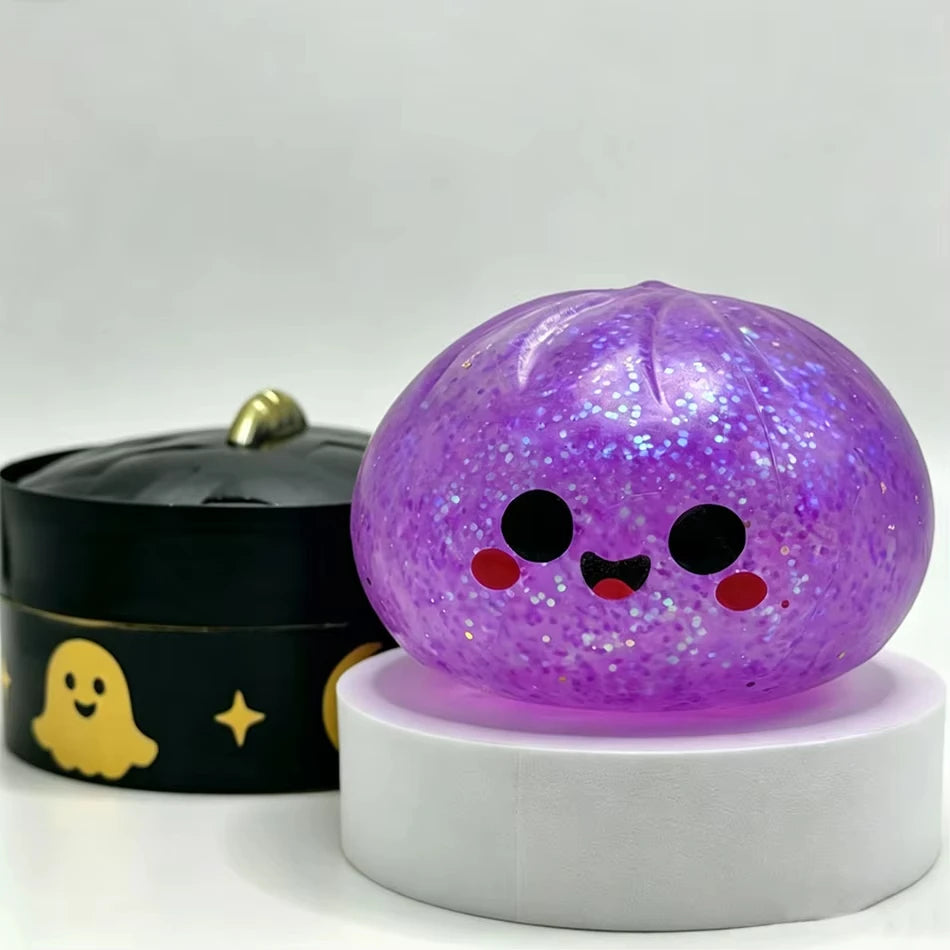 6 Styles Halloween Bun Squishy Toys Glitter Pumpkin Eyeball Cute Face Squeeze - product image 5