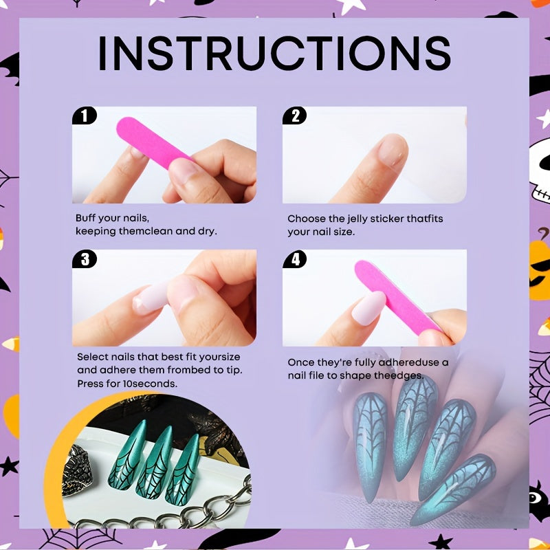 Spooky Green Cat Eye Stiletto Press-On Nails