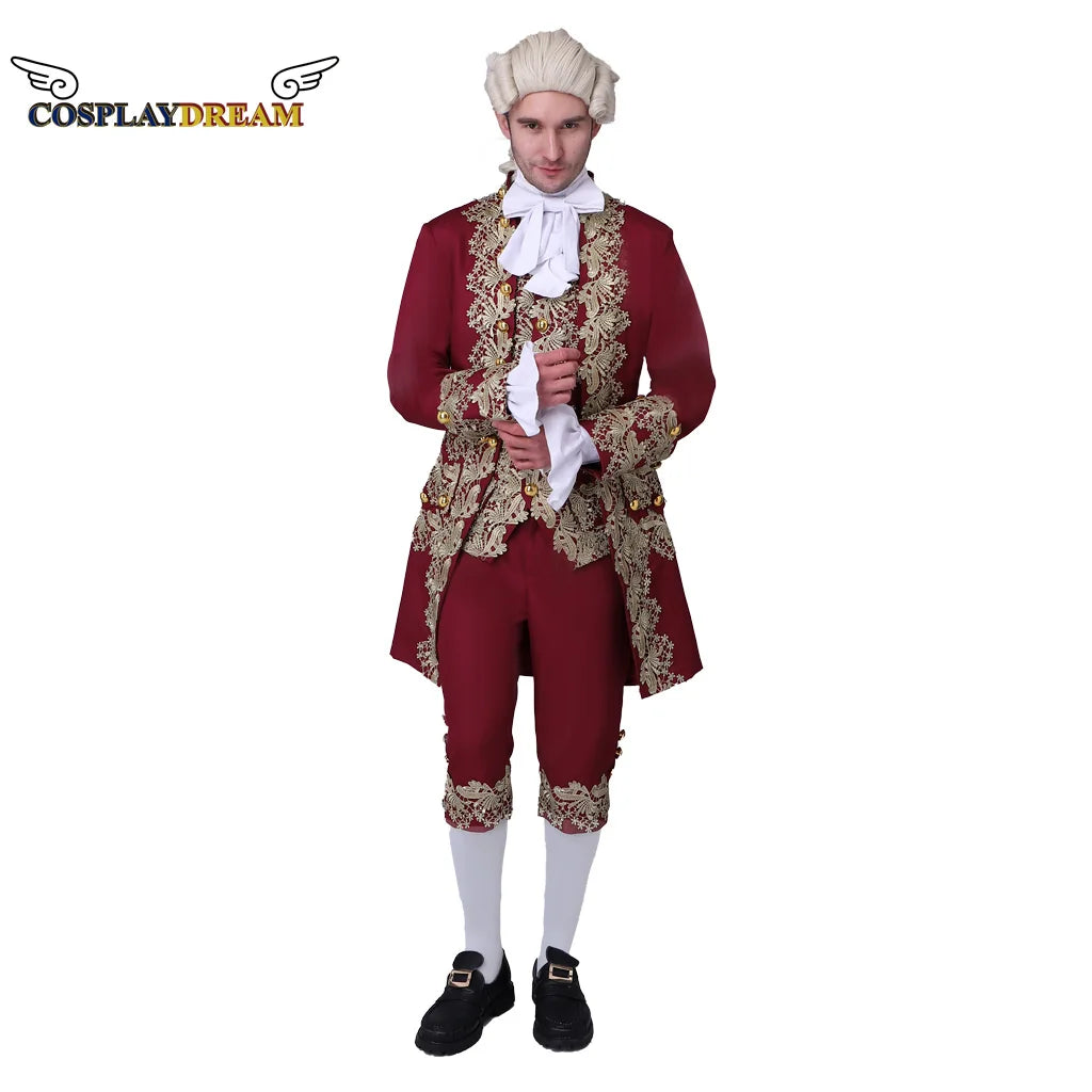 18th Century Colonial Outfit Men's Medieval Uniform Noble Court Rococo Medieval Costume - Blue / S