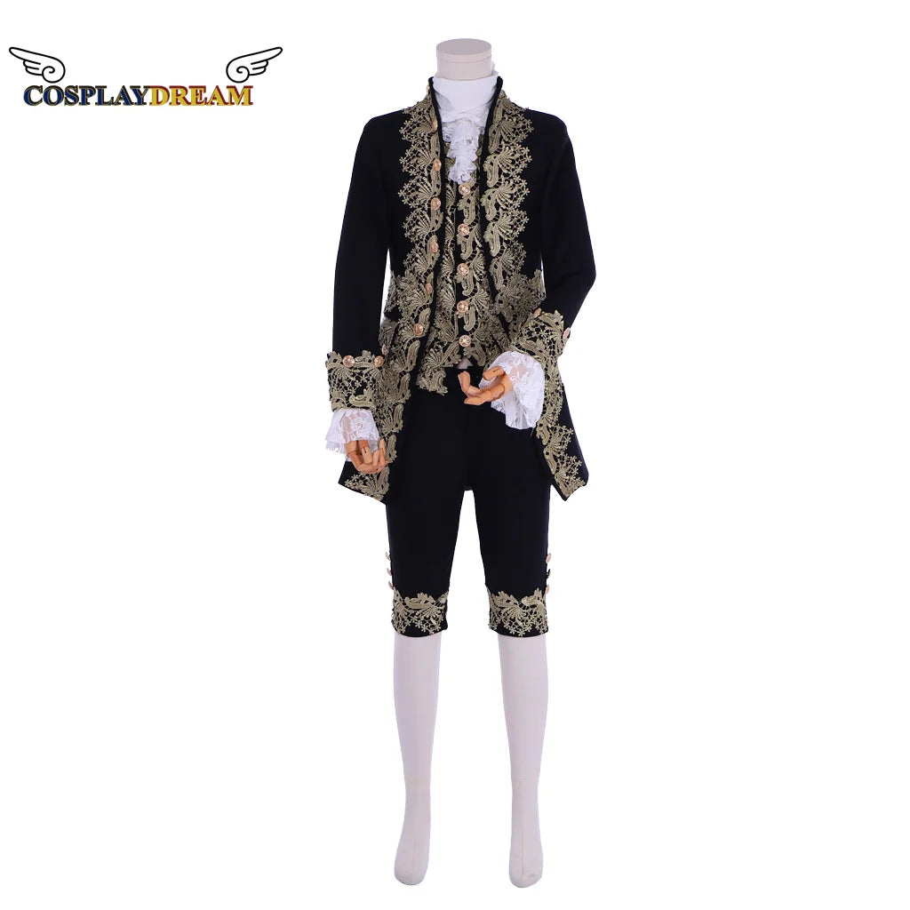 18th Century Victorian Gentleman Elegant Costume Aristocrat Costume Medieval Royal Men - black / custom made