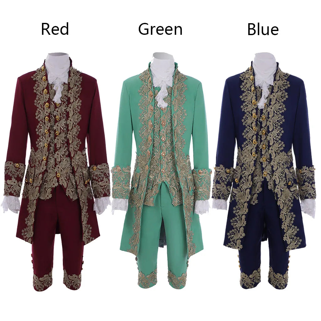 18th Century Colonial Outfit Men's Medieval Uniform Noble Court Rococo Medieval Costume - Blue / custom made