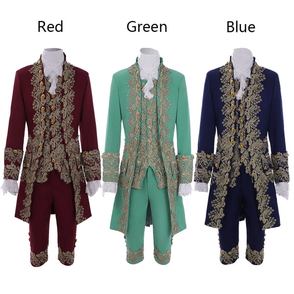 18th Century Colonial Outfit Men's Medieval Uniform Noble Court Rococo Medieval Costume - Blue / custom made