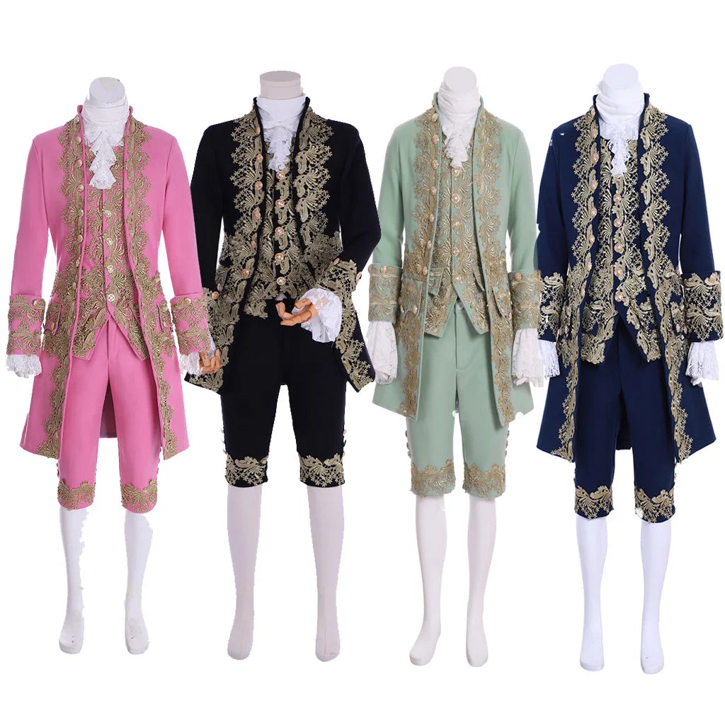18th Century Victorian Gentleman Elegant Costume Aristocrat Costume Medieval Royal Men - black / M