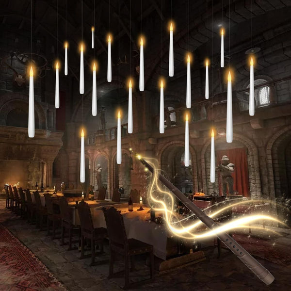 20-Piece Floating LED Candles with Wand Remote – White