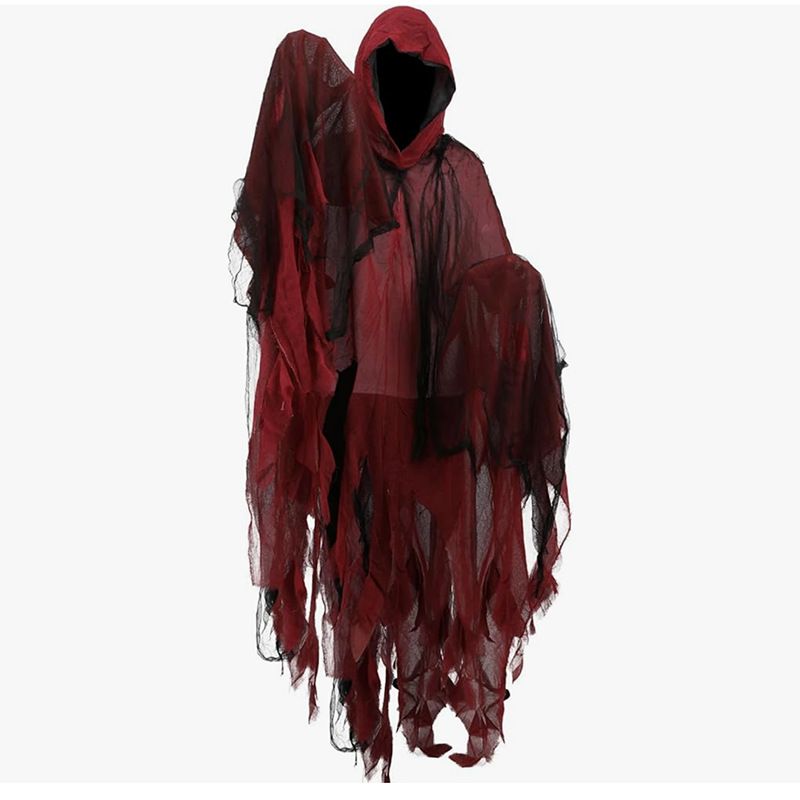 🎃 Halloween Adult Horror Hooded Tattered Cloak! Witch Zombie Reaper Cosplay Robe, Party Ghost Costume, Oversized Floor-Length Cape Maxes Out the Vibes! 👻/grey