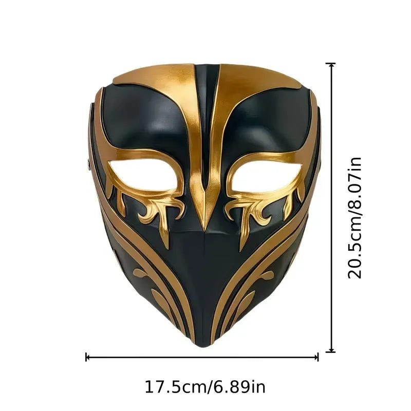 Resin Night Jasmine Full-Face Masquerade Mask ‚Äì Black & Gold Relief