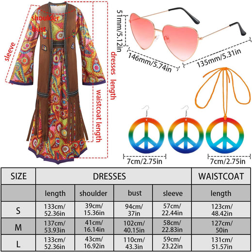 Women's 60s–70s Hippie Costume Set – Size L