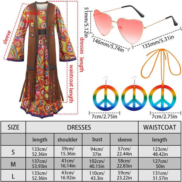 Women's 60s–70s Hippie Costume Set – Size L