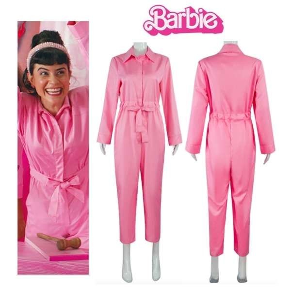 Barbie Jumpsuit Costume for Cosplay Halloween, Light Pink, Size M