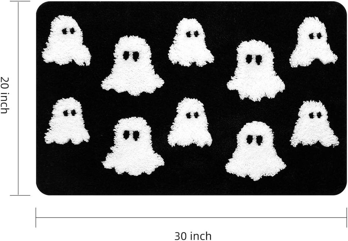 Non-Slip Halloween Ghost Bath Mat ‚Äì Black, 20 x 30in