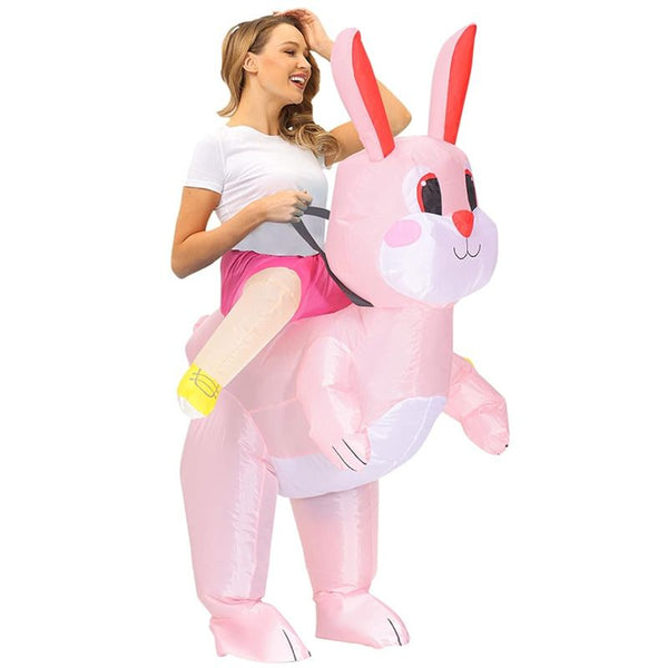 Adult Pink Ride-On Rabbit Inflatable Costume