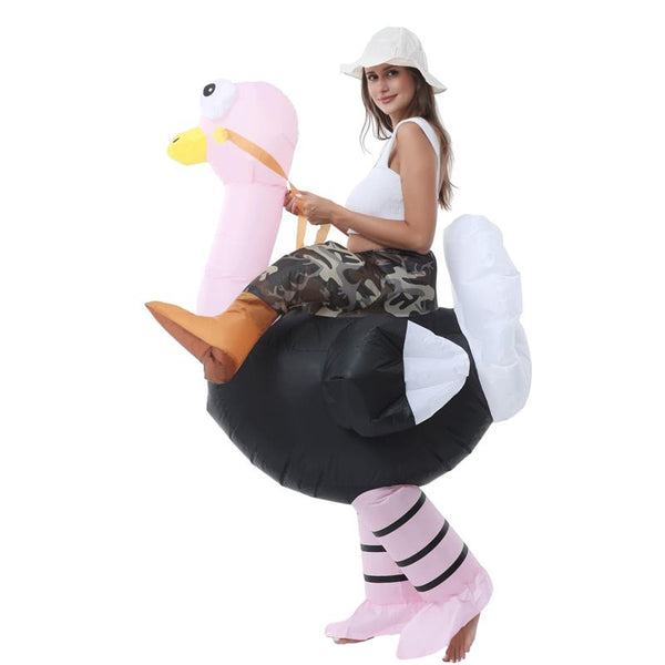 Adult Pink Ride-On Ostrich Inflatable Costume
