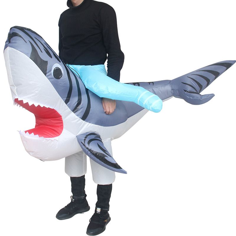 Ride On Shark Cartoon Costumes Air Model Inflatable Costume Funny Dress Up Props Halloween Party Clothes Adult One Size