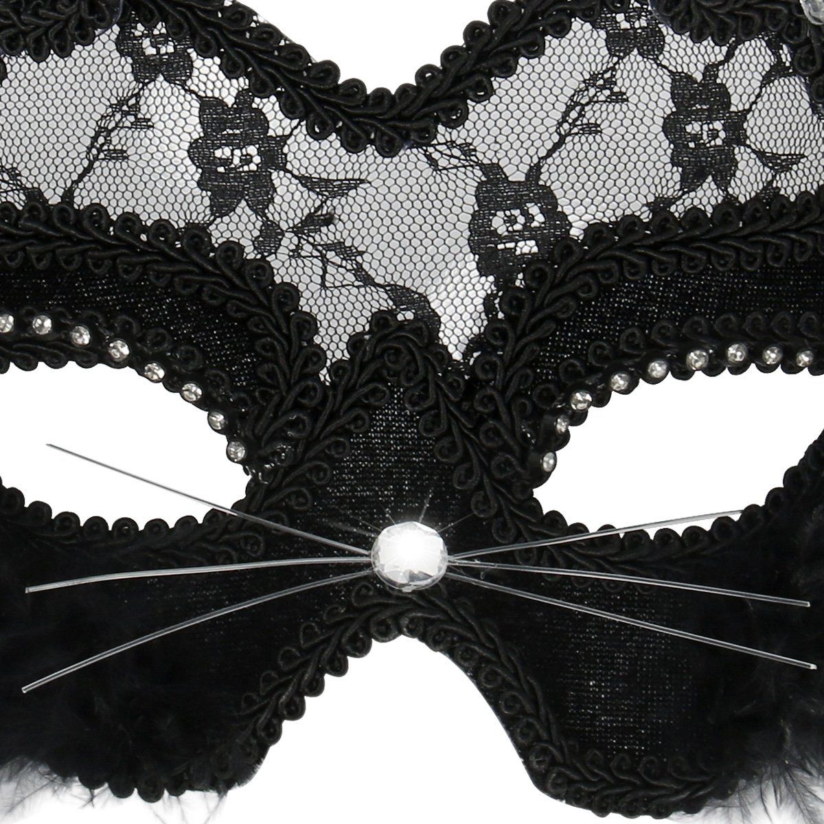 Women's Black Cat Lace Masquerade Halloween Mask