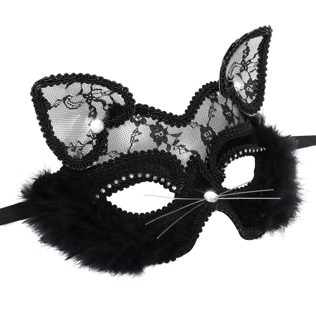 Women's Black Cat Lace Masquerade Halloween Mask