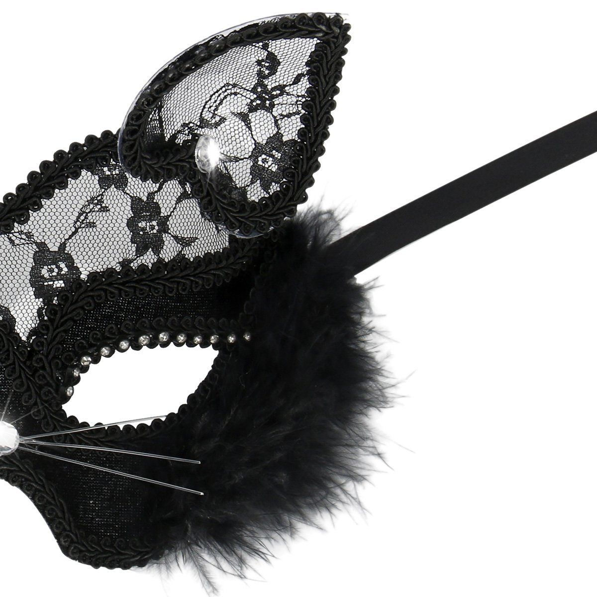 Women's Black Cat Lace Masquerade Halloween Mask