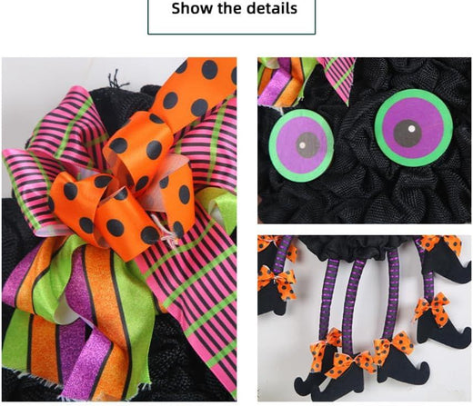 Halloween Spider Wreath for Front Door,Tie Wall Hanging Ornaments Wreath for Holiday Halloween Party Decor
