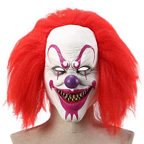 Spooky Evil Clown Mask for Halloween, Costume Parties, Cosplay and Festive Events (White)