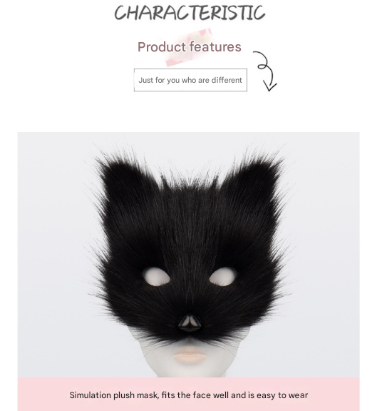 NNEDSZ White Halloween Furry Fox Costume Set - Plush Mask, Ears Headband, Tail, and Paws for Cosplay
