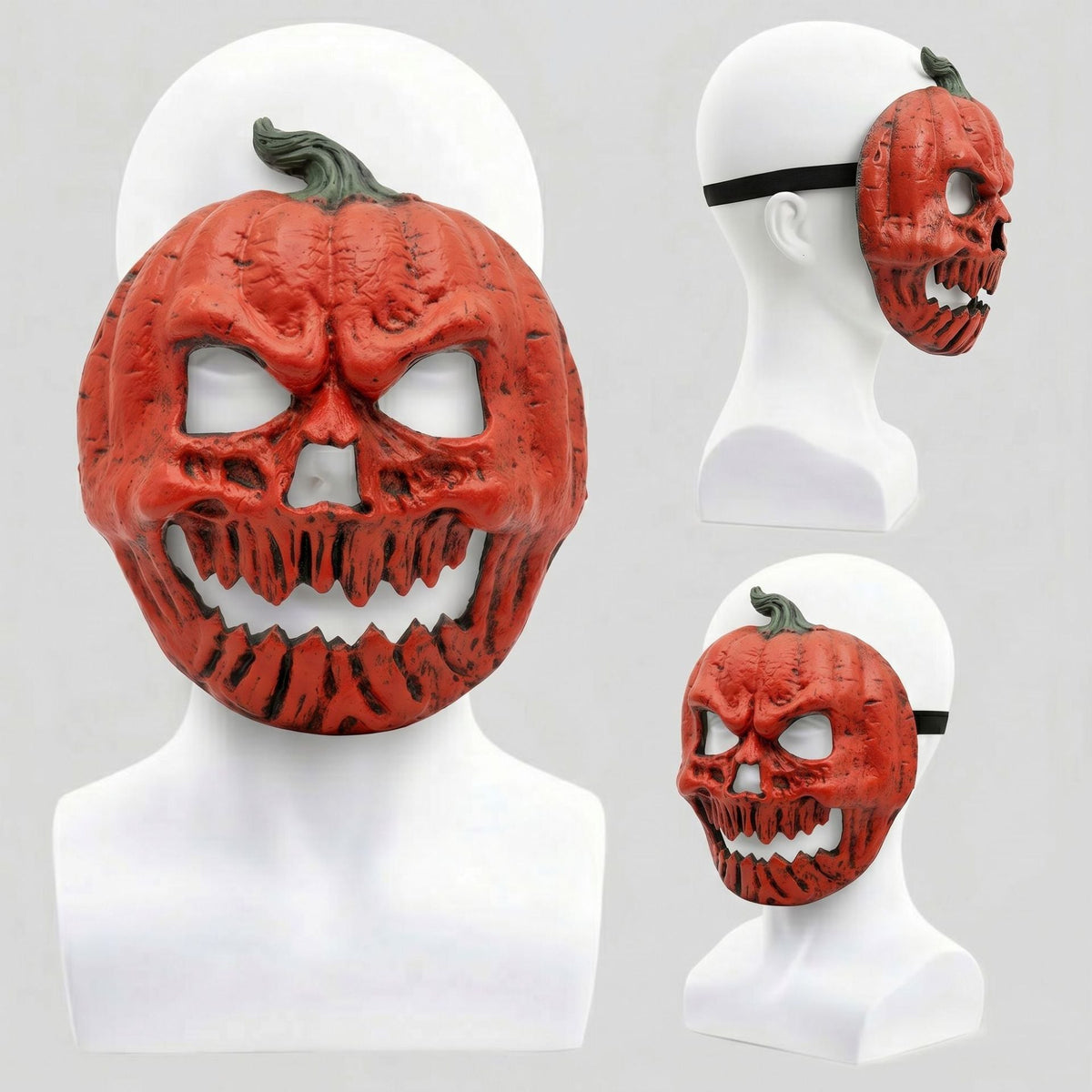 2-pack Scary Pumpkin Mask - PU Foam Pumpkin Head Costume Prop, DIY Halloween Party Decoration for Carnival, Fancy Dress, Birthdays and Festive Displays