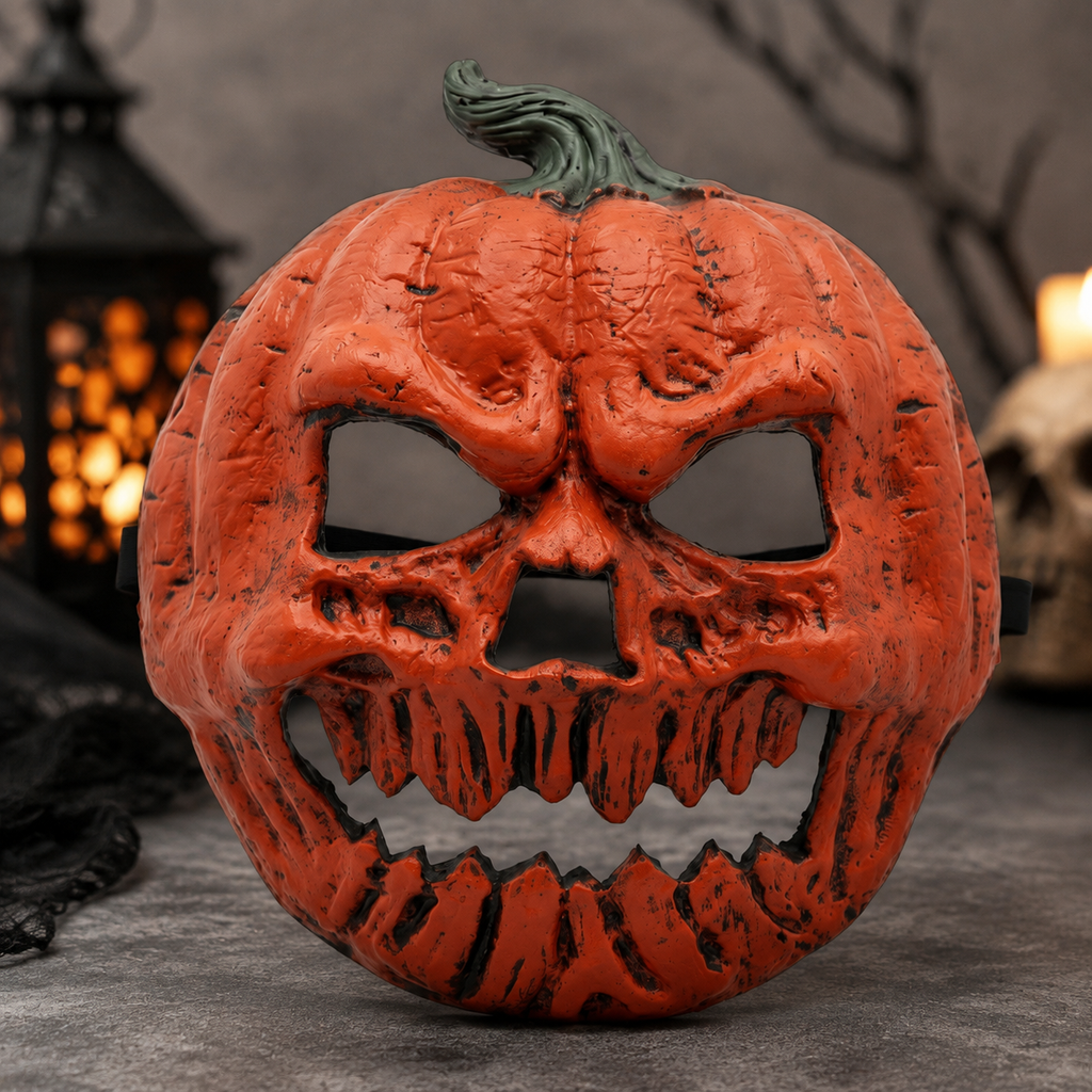 2-pack Scary Pumpkin Mask - PU Foam Pumpkin Head Costume Prop, DIY Halloween Party Decoration for Carnival, Fancy Dress, Birthdays and Festive Displays