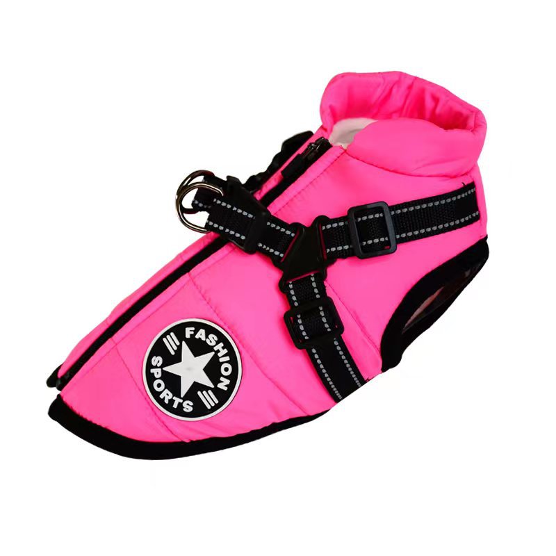Waterproof Dog Clothes Winter Dog Coat with Harness Warm Pet - Pet Costumes